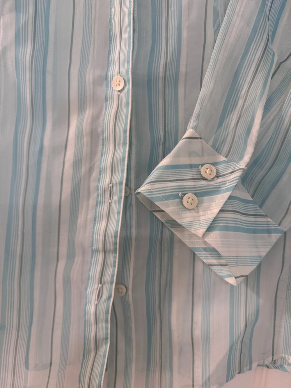 Banana Republic Light Blue and White Striped Dress Shirt